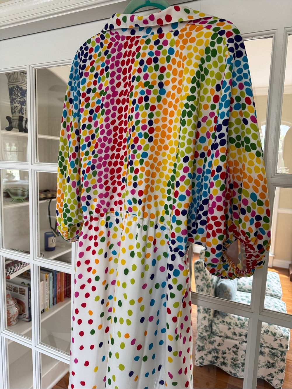 Colorful Polka Dot Drawstring Waist High Low Shirt Mini Dress - All Things Mochi - Picture 8 of 9
